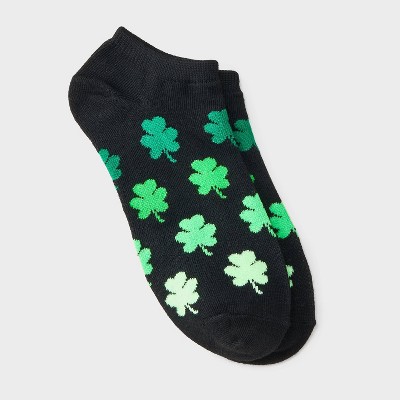 Women's Gradient Shamrock St. Patrick's Day Low Cut Socks - Black/Green 4-10