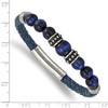 Chisel Stainless Steel Antiqued and Polished Blue Tiger's Eye Beads Blue Leather 8.25" Bracelet - 4 of 4