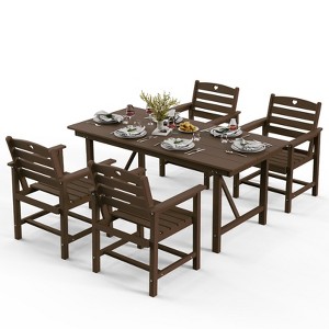 GardenJoy 5-Piece Outdoor Patio Dining Set–HDPE Table & 4 Chairs with Umbrella Hole - 1 of 3
