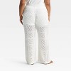 Women's Mid-Rise Wide Leg Openwork Pull-On Pants - Universal Thread™ White - 2 of 3