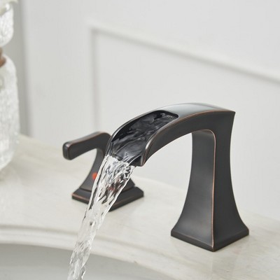 Oil-Rubbed Bronze 8-Inch Widespread Waterfall Bathroom Faucet
