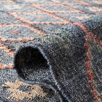 Gray and Gold Handwoven Wool Kilim Area Rug