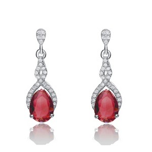 Guili Sterling Silver Teardrop Earrings with Colored Cubic Zirconia – A Mesmerizing Blend of Elegance, Radiance, and Timeless Beauty - 1 of 4