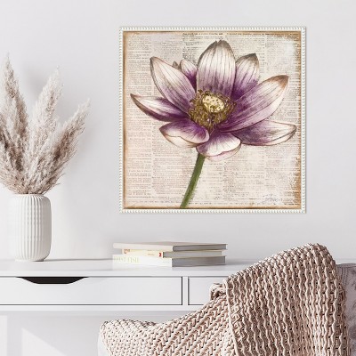Purple Lotus Flower Beaded Framed Canvas Wall Art
