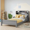 KIGFTSOD Twin Pine Wood Bed with Bookcase Headboard ,LED Motion Sensor Light, Guardrails - 2 of 4