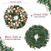 Pre-Lit Christmas Wreath for Front Door, 24 Inch Large Artificial Xmas Wreath with 20 LED Lights, Gold Leaves, Balls for Fireplace, Outdoor, Window - 3 of 4