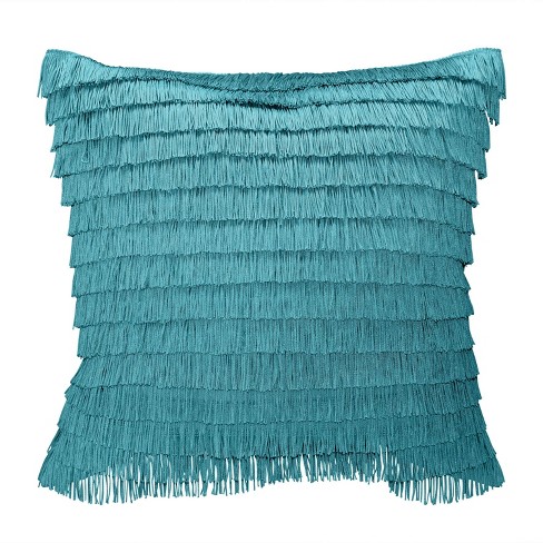 Teal fringe pillow new arrivals