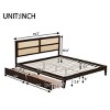 Platform Bed King Frame With Rattan Headboard, Platform Bed Storage With 2 Drawers, Wood Bed With Enhanced Support Salts And Feet-Cuddlewood - 4 of 4
