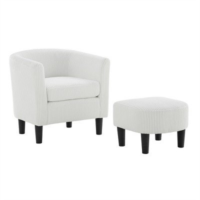attop Corduroy Accent Chair with Ottoman, Modern Armchair Set for Living Room, Reading Chair with Footrest
