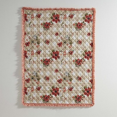 Gingham Floral Reversible Cotton Throw Blanket with Ruffle Trim