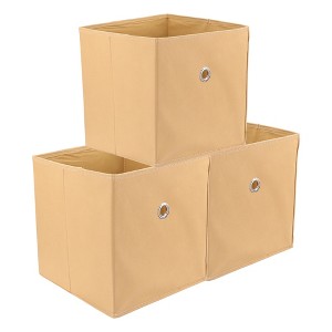 REGALWOVEN Fabric Collapsible Spacious Capacity Reinforced MDF Bottom Open Storage Bins 11*11*11in 3 Pcs - 1 of 4