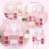 Kids Vanity Set with Mirror and Lights - Makeup Vanity, Vanity Chair, Vanity Mirror, Kid Table Chair Set, Wood Makeup Playset for Ages 4-9 - 4 of 4