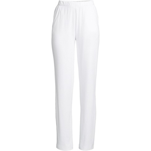 Lands' End Women's Petite Sport Knit High Rise Elastic Waist Pull On Pants  - X-Large - White