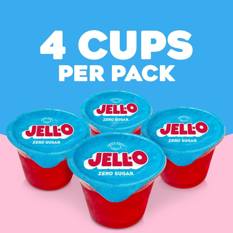 Jell-O Strawberry Sugar Free Jello Cups Gelatin Snack - 12.5oz/4ct, 4 of 12