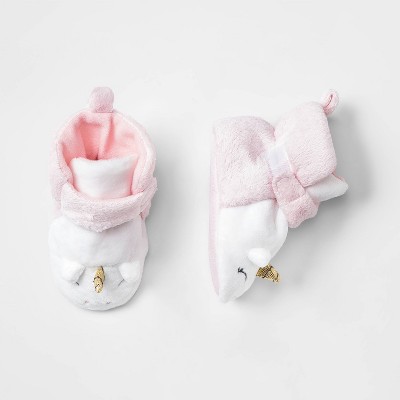 Baby Girls' Unicorn Booties - Cloud Island™ Pink 0-3M