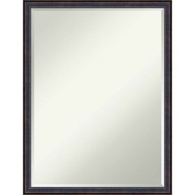 Amanti Art Dark Bronze Scoop Petite Bevel Wood Bathroom Wall Mirror 25.5 x 19.5 in.
