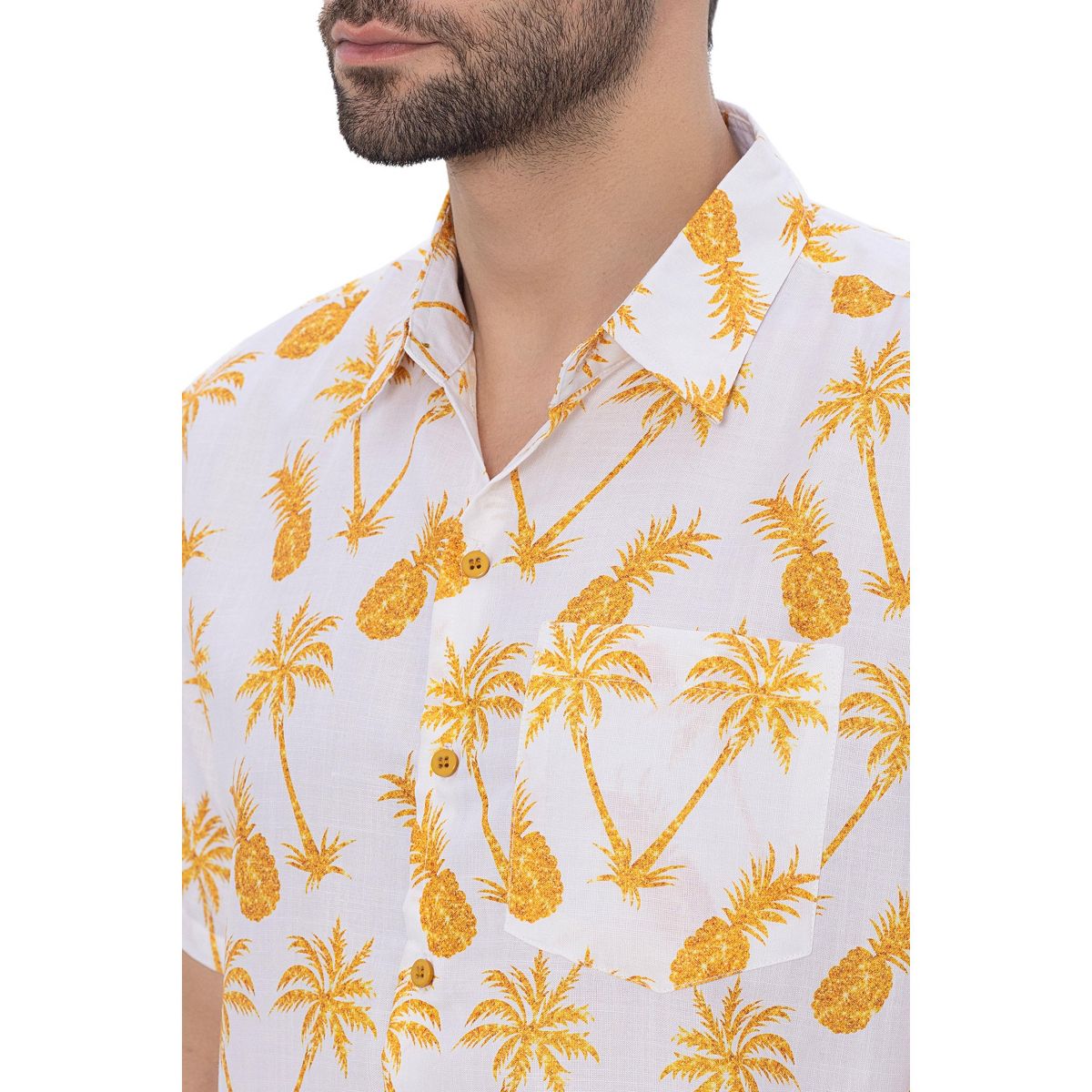 HAPPY BAY Mens Short Sleeve Button Down Shirts for Men XXL Pineapple White - thumbnail 3