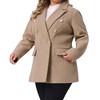 Agnes Orinda Women's Plus Size Double Breasted Lapel Long Sleeve Work Office Pea Coat with Pocket - 2 of 4