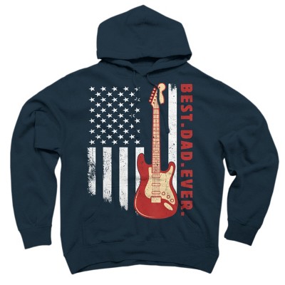 Adult Design By Humans Best Dad Ever Guitar and Flag By MINHMINH Pullover Hoodie
