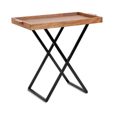 Kate and Laurel Monaco Wood and Metal Tray Table