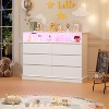 Dresser for Bedroom with 6 Drawers, Modern Chest Featuring LED Lights and Charging Station, Spacious Storage Cabinet with Open Space - 4 of 4