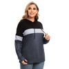WhizMax Women Plus Size Striped Color Block hoodie Drawstring Long Sleeve Hooded Pullover Sweatshirt - 3 of 4