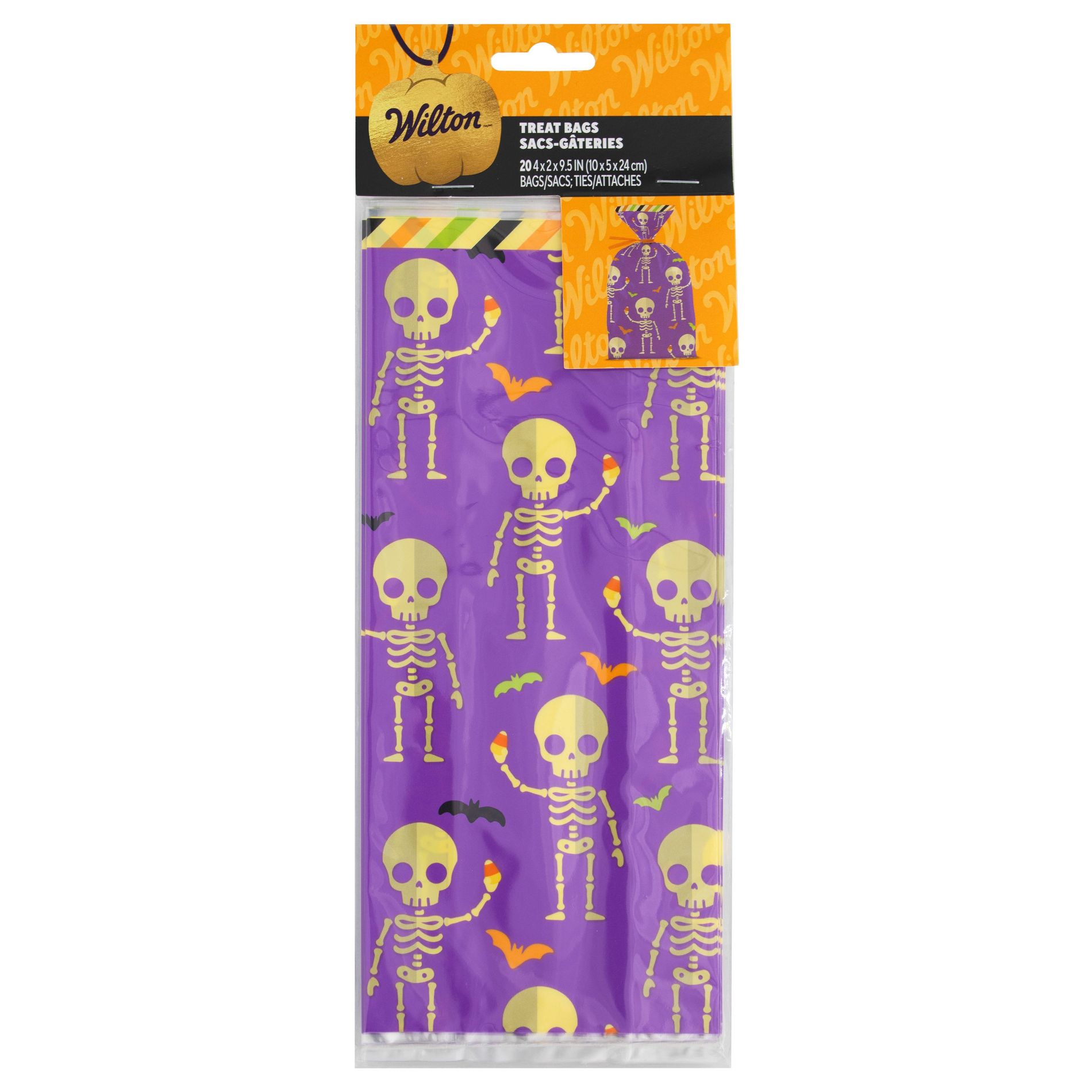 Wilton Halloween 20ct Skeleton Resealable Treat Bags