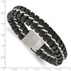 Black Bow Jewelry Men's 16mm Stainless Steel & Black Leather Bracelet, 9 Inch - 4 of 4