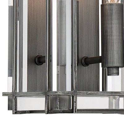 Langen Square 2-Light Antique Nickel Vanity Wall Sconce with Acrylic Shades