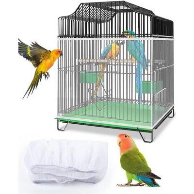 Universal Bird Cage Net Cover, Black Stretch Mesh Skirt with 15.8in Height, Adjustable Breathable Guard for All Cage Sizes
