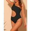 Elerevyo Women's One Shoulder Monokini Asymmetric Waist Cutout Solid Swimwear Bathing Suit 1 Pc - 2 of 4