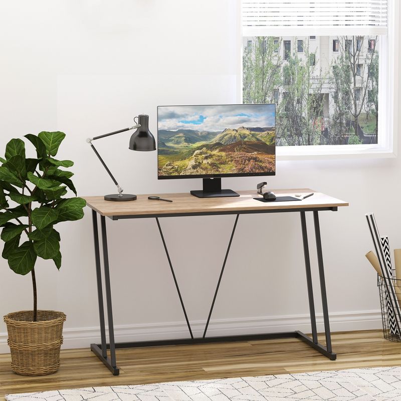 HOMCOM Home Office Computer Desk, Writing Desk, Laptop Table with Z-Shaped Metal Frame, V-Shaped Support Bar, and MDF Tabletop, Black, 3 of 7