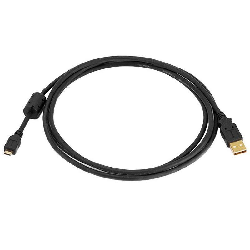Monoprice USB 2.0 Cable - 6 Feet - Black | USB Type-A Male to Micro Type-B 5-pin Male 28/24AWG Cable with Ferrite Core, Gold Plated, 4 of 7