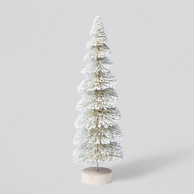 Tall Glitter Bottle Brush Tree Decorative Figurine Silver Gray - Wondershop™
