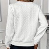 Coolmee Women Casual Crewneck Long Sleeve Cable Knit Stripes Half Zip Pullover Sweatshirts Tops - 3 of 4
