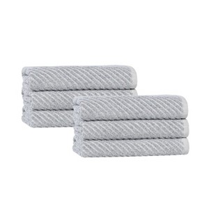 Viscose Cotton Blend Medium Weight Soft Textured Diagonal Ribbed Towel Set by Blue Nile Mills - 1 of 4