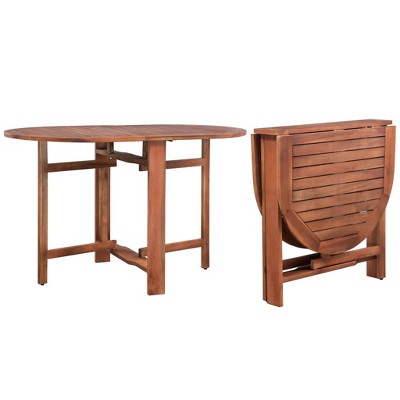 vidaXL Dining Table Brown Solid Acacia Wood Medium Foldable
