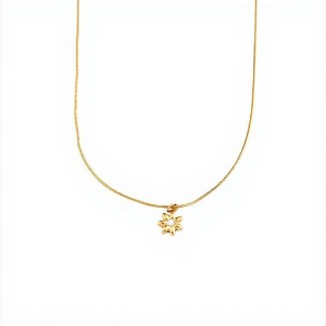 Anna-Kaci Women's Dainty Flower Pendant Necklace with Crystal Center and Fine Chain Design 18in - Gold - 1 of 4