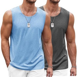 COOFANDY Men's Workout Tank Top 2 Pack Casual Soft Sleeveless Gym Muscle Shirts Bodybuilding Tee - 1 of 4