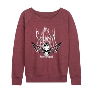 Women's - Disney - The Nightmare Before Christmas Lightweight French Terry Wide Neck Long Sleeve Shirt - 1 of 4