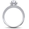 Pompeii3 1ct Diamond Engagement Ring Cushion Halo 14K White Gold - 2 of 4