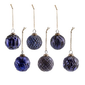AuldHome Design Farmhouse Ball Christmas Ornaments, 6pc Set; Distressed Metal Ball Vintage Mercury Glass Style Rustic Holiday Decorations - 1 of 4