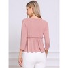 INSPIRE CHIC Women's Crew Neck 3/4 Sleeve Ruffle Button Down Blouses - 3 of 4