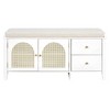 NicBex Storage Bench Modern Wooden Shoe Bench with Drawers, Adjustable Shelves, Rattan Doors and Cushion for Mudroom, Entryway - 3 of 4