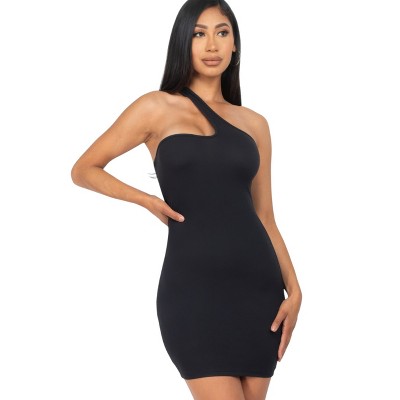 Slickblue Women's One Shoulder Bodycon Mini Dress, Stretch Jersey Fabric, Fitted Style, Multi Colors Options, Size S-L