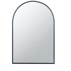 Vynxaria 24x1.6x37.4" Decorative Arched Wall Mirror with Distressed Ivory Frame & Gold Floral Crown - 1 of 4