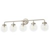 POWLIG 38.98-in 5-Light Nickel Bathroom Light Fixtures Over Mirror Vanity Lighting with Clear Glass Globe Shades - 3 of 4