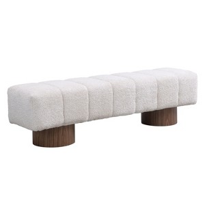 Dexmalle Beige Faux Fur Dining Bench,300 LBS Weight Capacity - 1 of 4