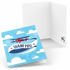 Big Dot of Happiness Taking Flight - Airplane - Vintage Plane Baby Shower or Birthday Party Thank You Cards (8 count) - 1 of 4