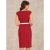 INSPIRE CHIC Women's Cap Sleeve Work Belted Elegant Sheath Dress - 3 of 4
